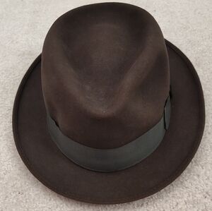 Vintage Champ "Feel The Felt" Brown Suede Fedora Hat Men's SZ 7 Kasmir Finish